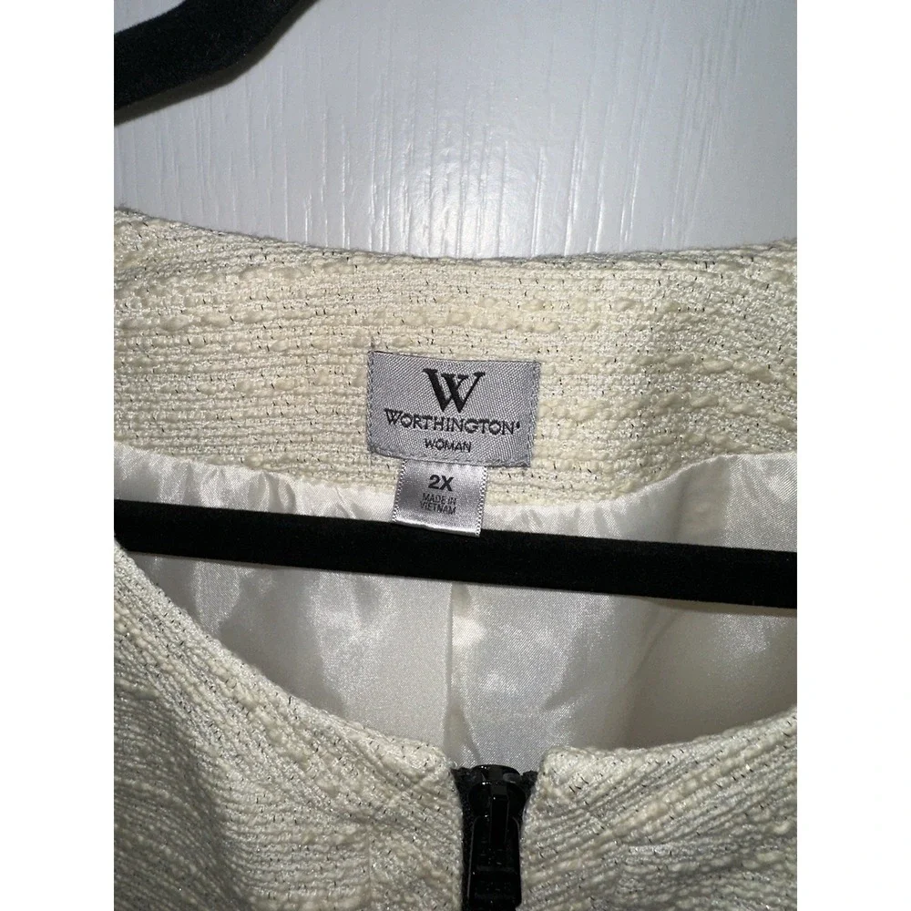 Worthington‎ Tweed Jacket Cropped Puff Sleeve Size XXL - Picture 2 of 8